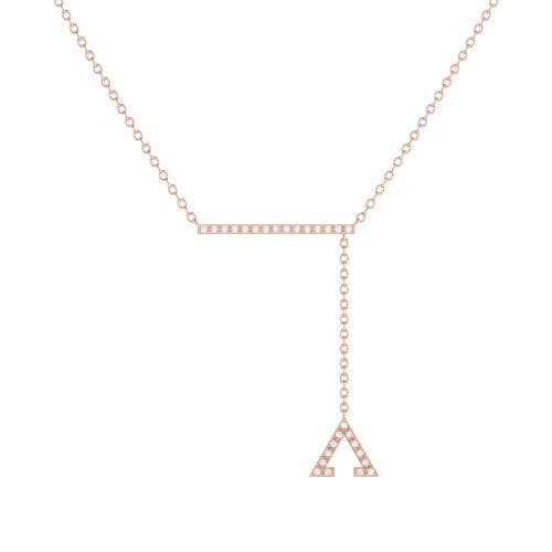 Shop Luvmyjewelry Crane Lariat Triangle Silver Diamond Necklace In 14kt Rose Gold Vermeil