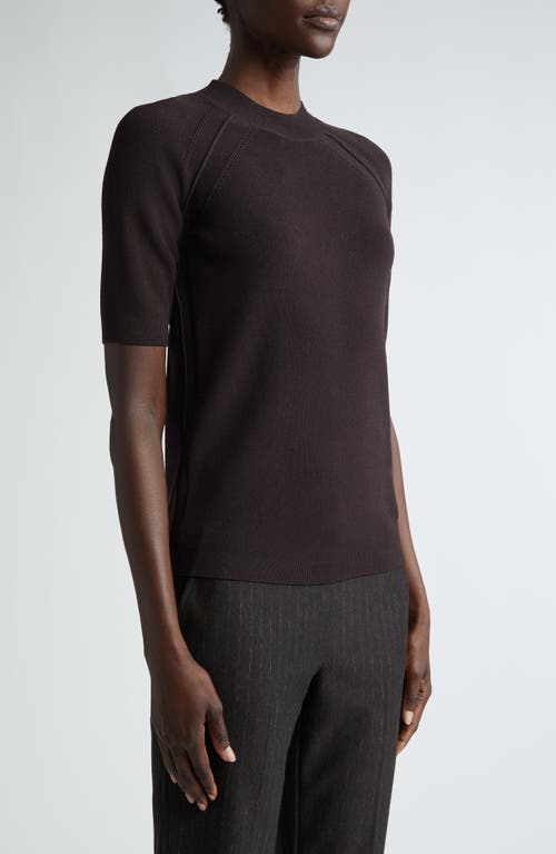 Shop St John St. John Collection Fine Gauge Engineered Rib Short Sleeve Sweater In Mocha