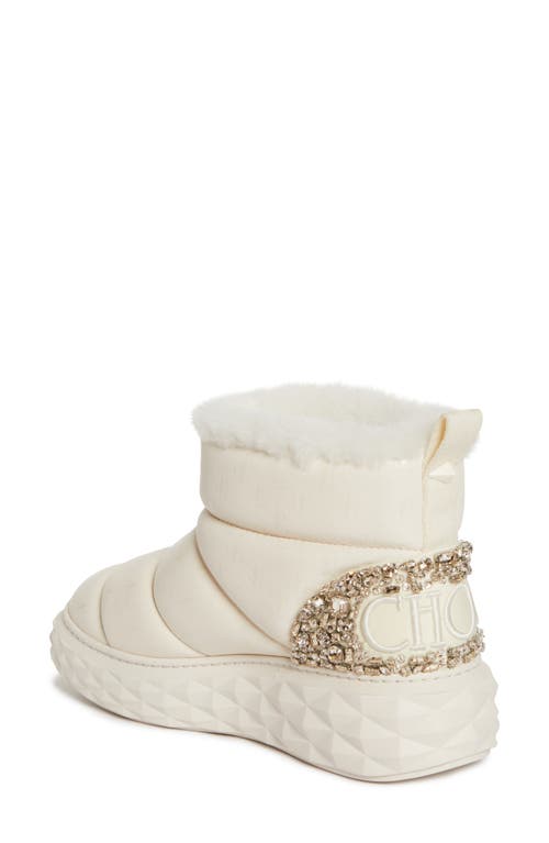 Shop Jimmy Choo Xan Embellished Wedge Puffer Boot In X Latte Mix