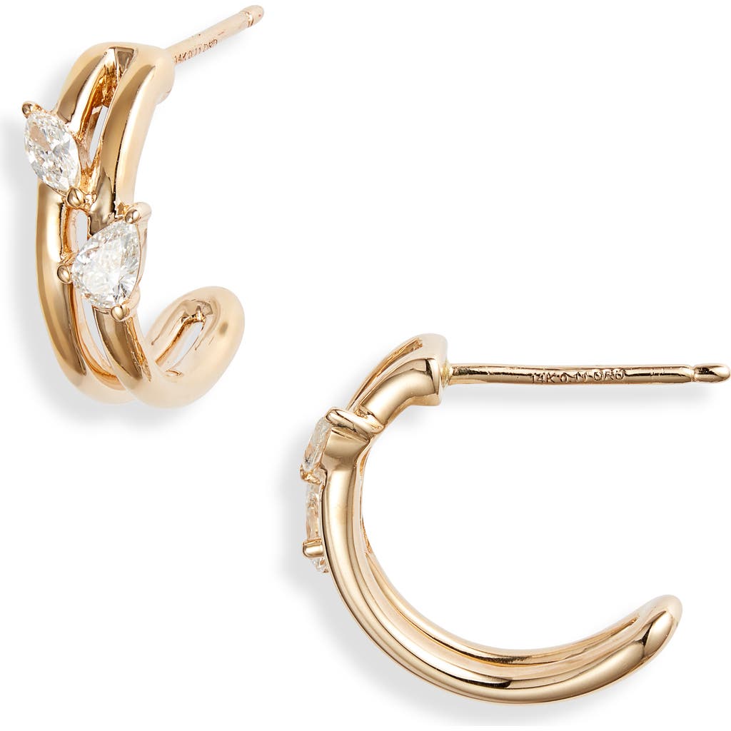 Dana Rebecca Designs Taylor Elaine Diamond Double Huggie Hoop Earrings in Yellow Gold