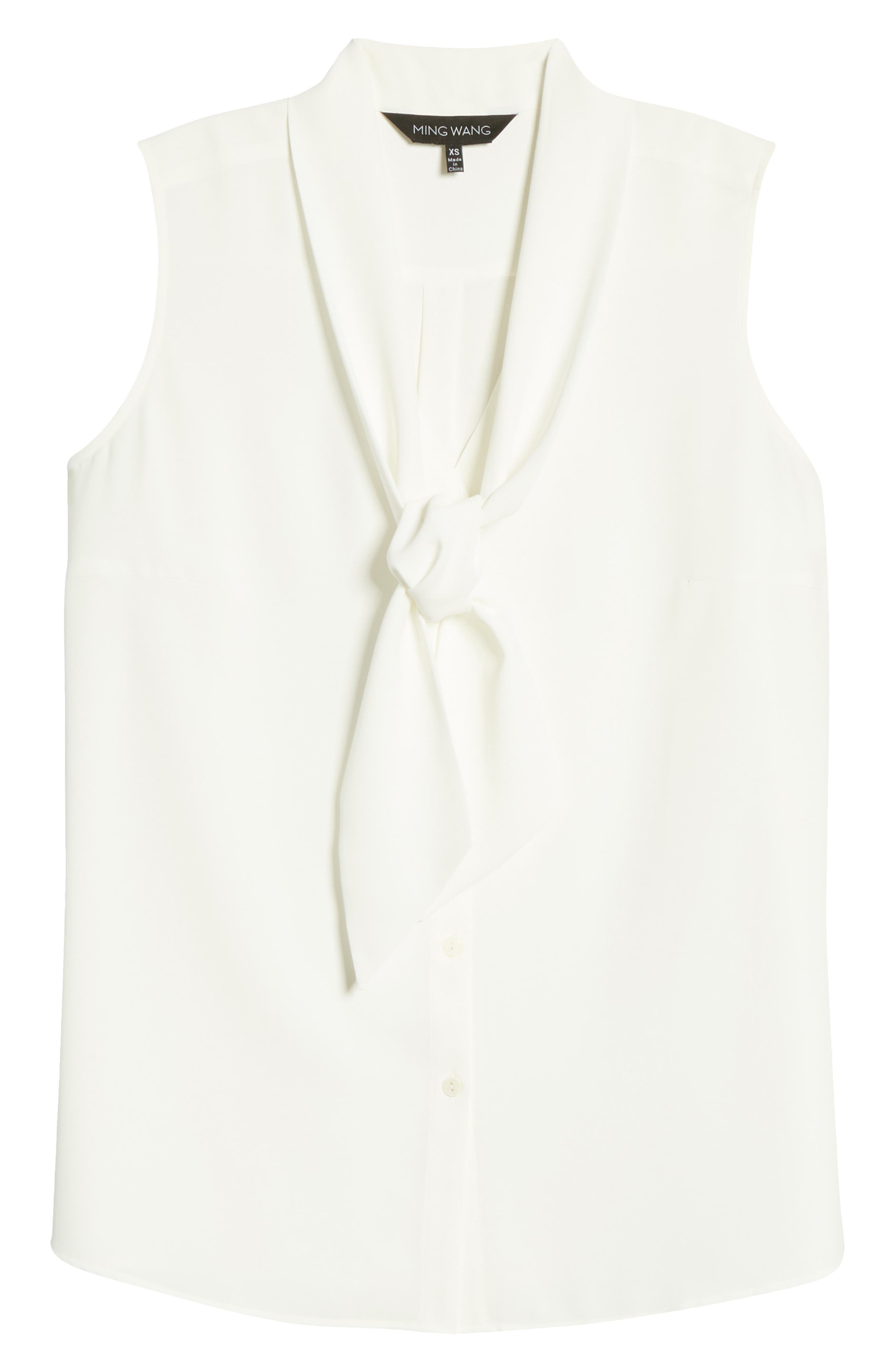 white sleeveless blouse with bow