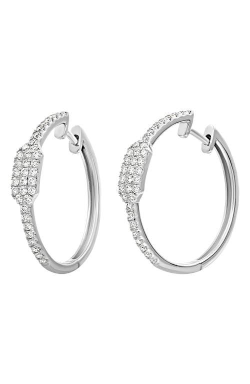 Pavé Diamond Hoop Earrings in 18K White Gold