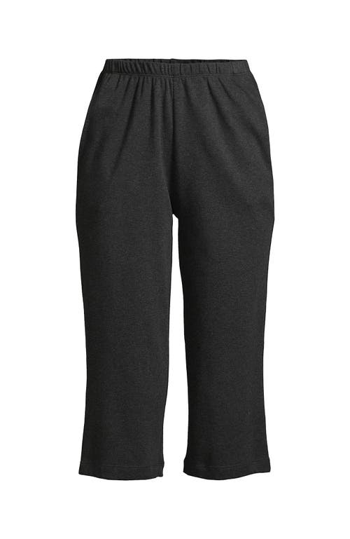 Shop Lands' End Plus Size Sport Knit High Rise Elastic Waist Capri Pants In Dark Charcoal Heather