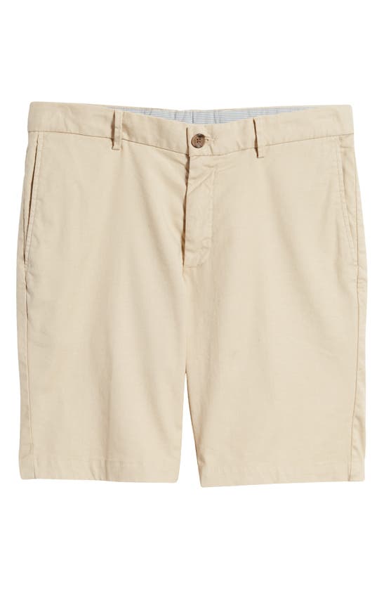 Shop Scott Barber Flat Front Stretch Linen & Cotton Shorts In Khaki