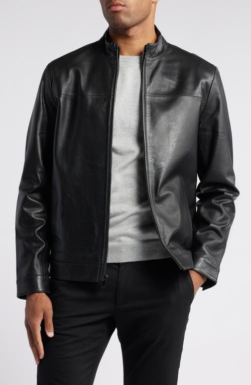 NORDSTROM NORDSTROM STAND COLLAR LEATHER BOMBER JACKET 