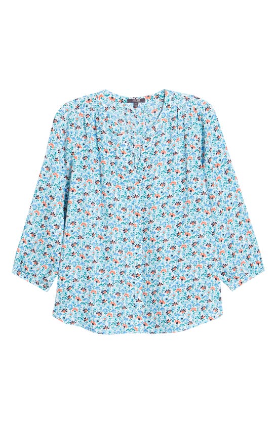 Nydj High/low Crepe Blouse In Ditsy Field