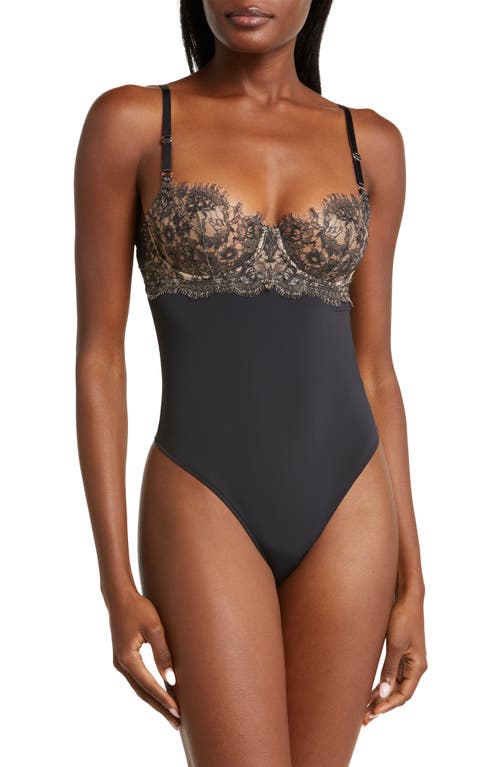 Shop Skarlett Blue Entice Lace Cup Underwire Teddy In Black/nylon