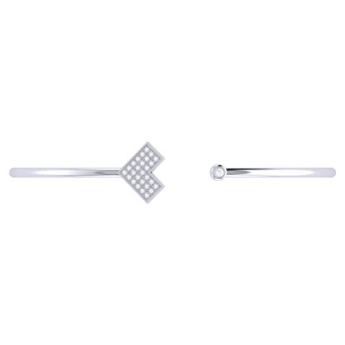 Luvmyjewelry One Way Arrow Sterling Silver Diamond Adjustable Cuff In Silver