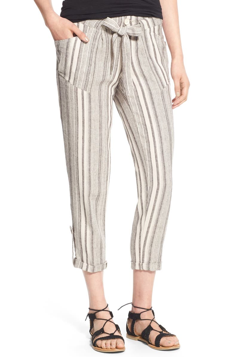 My Michelle Stripe Crop Linen Blend Pants | Nordstrom