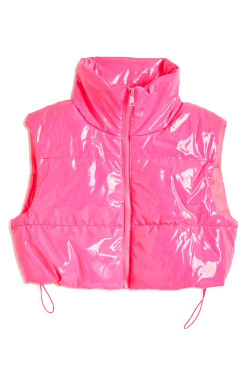 Tractr Kids' Lacquer Puffer Vest in Neon Pink 