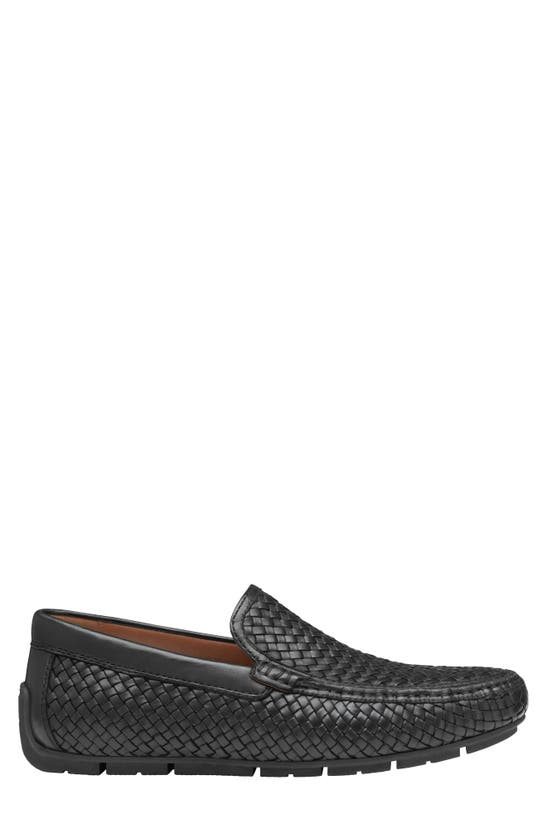 Johnston & Murphy Collection Baldwin Woven Moc Toe Driving Shoe In Black Sheepskin