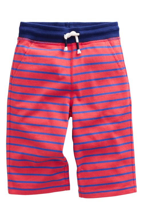 Mini Boden Kids' Stripe Cotton Jersey Shorts Jam Red/blue Heron at Nordstrom,