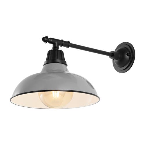 Jonathan Y Wallace 1-light Farmhouse Industrial Indoor/outdoor Iron Led Victorian Arm Outdoor Sconce In Gray/black
