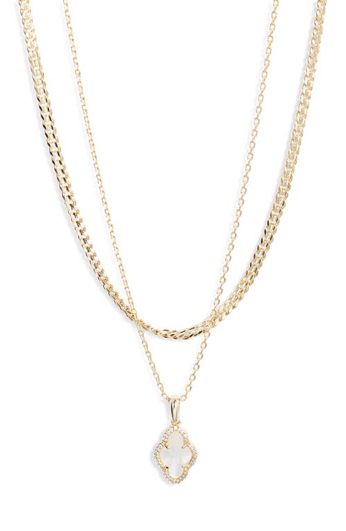 Kendra Scott Abbie Mother-of-Pearl Pendant Multistrand Necklace in Gold Ivory Mother Of Pearl 