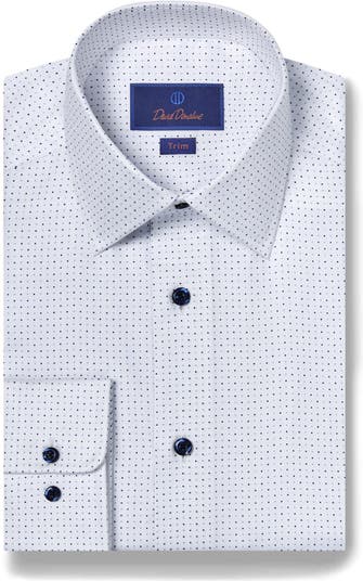 David Donahue Trim Fit Dot Twill Dress Shirt | Nordstrom