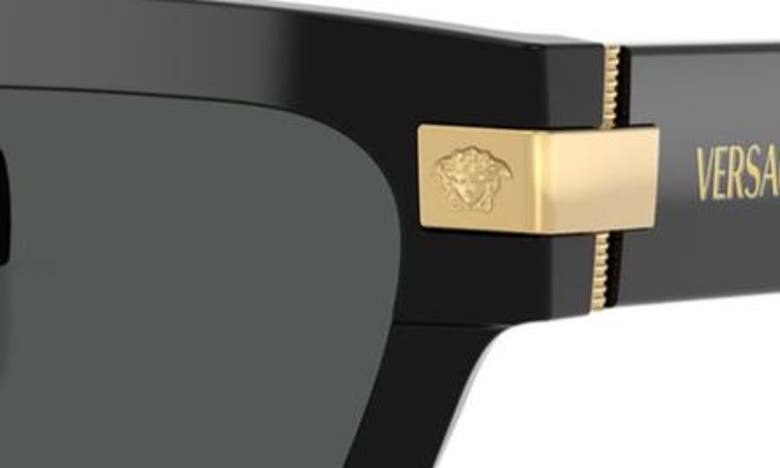 Shop Versace 55mm Plaque Rectangular Sunglasses In Black