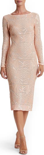 Dress the Population Emery Long Sleeve Sequin Cocktail Dress