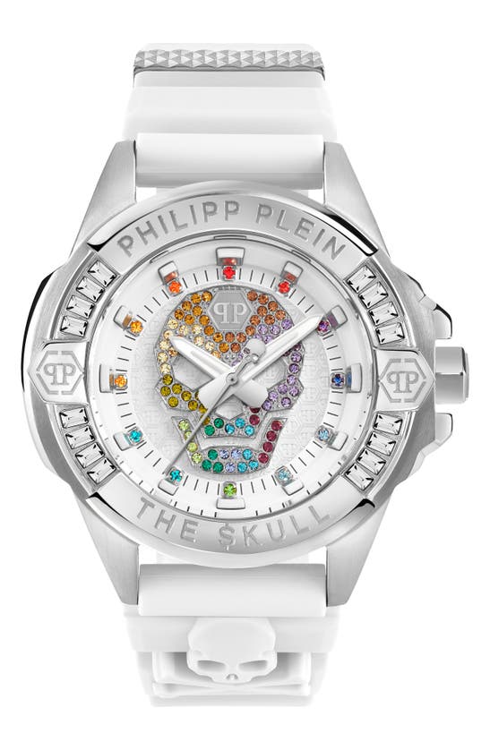 Philipp Plein The Skull Silicone Strap Watch, 41mm In Stainless Steel