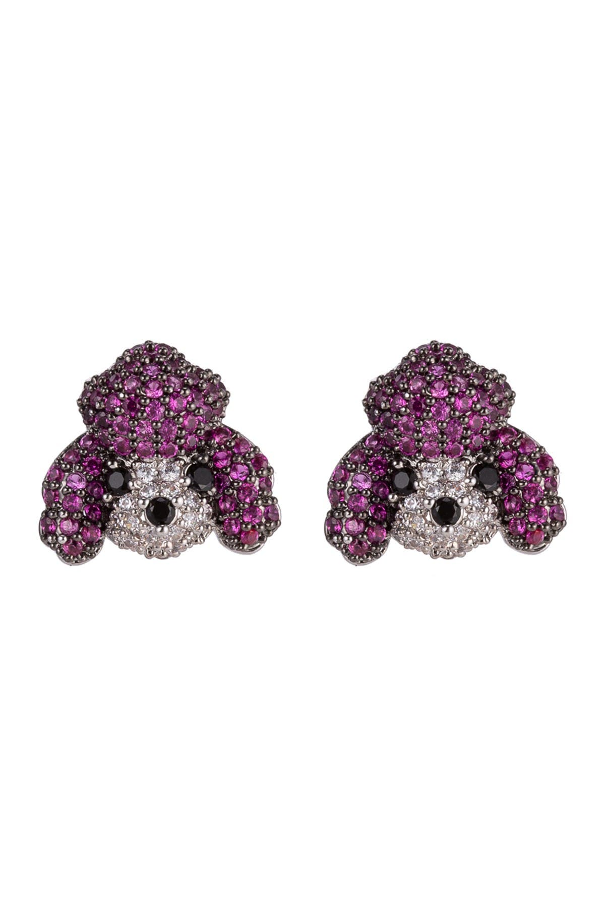 Eye Candy Los Angeles Poodle Cz Stud Earrings In Multicolor