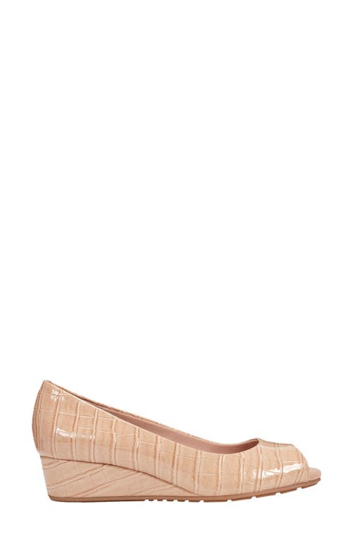 Shop Bandolino Peep Toe Wedge Pump In Taupe Croco Print