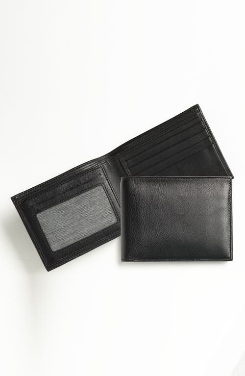 ID Flap Leather Wallet in Black