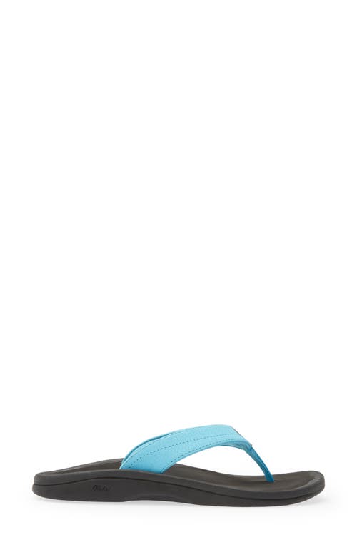 Shop Olukai Ohana Flip Flop In Turquoise/onyx