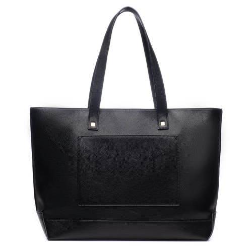 Modern Picnic The Grained Vegan Leather Tote In Black