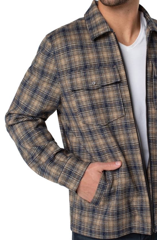 Liverpool Los Angeles Plaid Zip Shirt Jacket In Navy/ Tan ModeSens