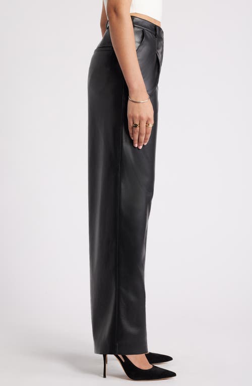 Open Edit Faux Leather Wide Leg Pants In Black