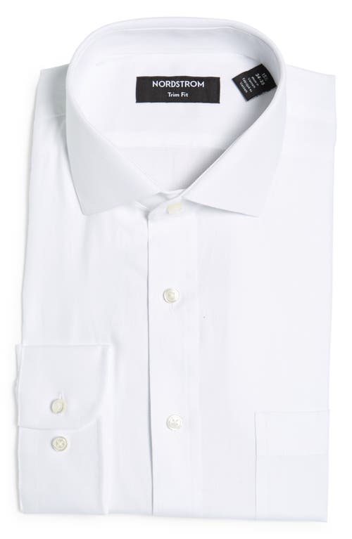 Nordstrom Trim Fit Herringbone Oxford Solid Dress Shirt White - Dandy Varihbone at Nordstrom,