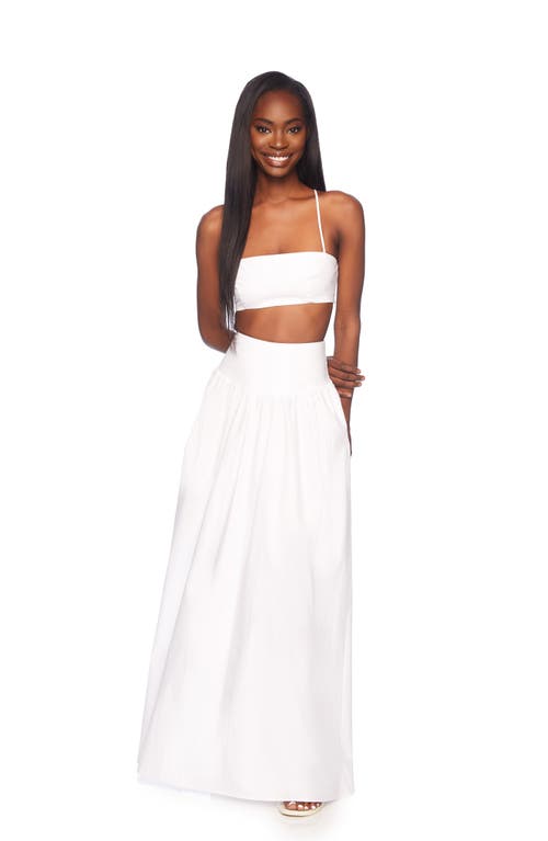 Shop Susana Monaco Drop Waist Cotton Poplin Maxi Skirt In Sugar