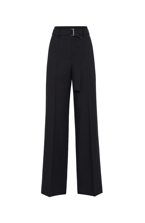 Shop Brunello Cucinelli Loose Corset Trousers With Monili In Black