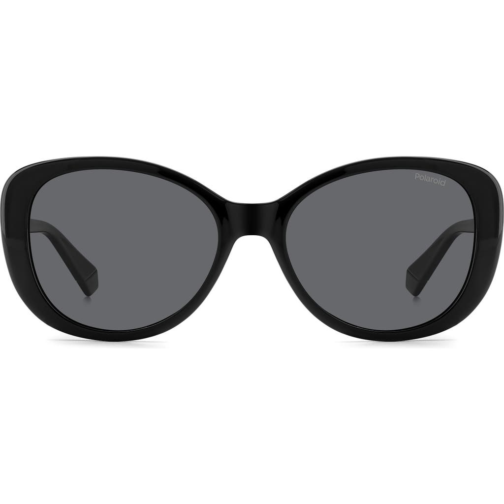 Polaroid 55mm Polarized Round Sunglasses In Black