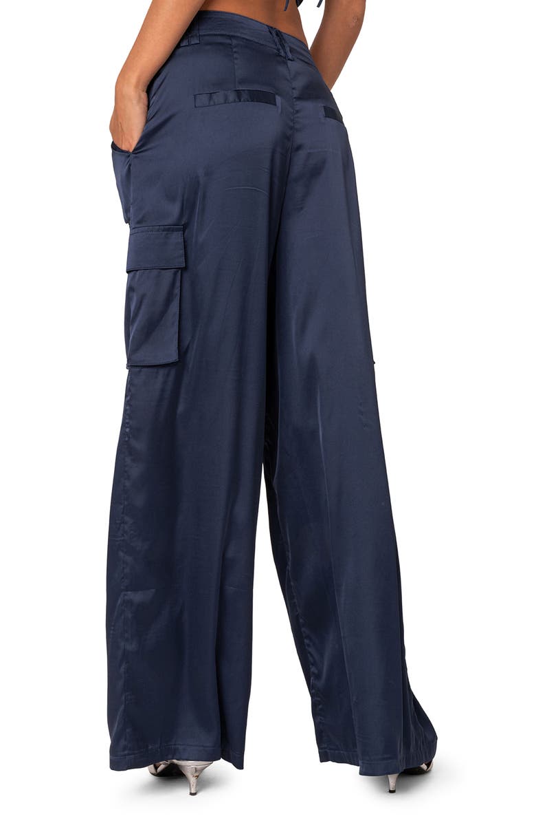 EDIKTED Kelsey Baggy Satin Cargo Pants | Nordstrom