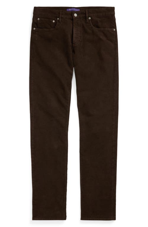 Shop Ralph Lauren Purple Label Slim Fit Stretch Cotton Moleskin Five-pocket Pants In Luggage Brown