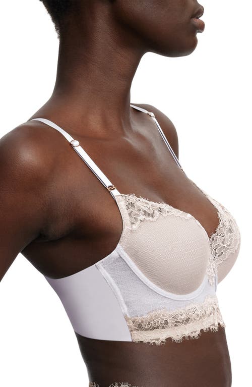 Shop Skarlett Blue Entice Longline Underwire Bra In White/nylon