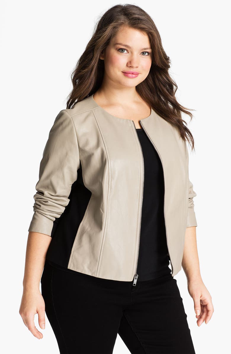 DKNYC Knit Inset Leather Jacket (Plus) | Nordstrom