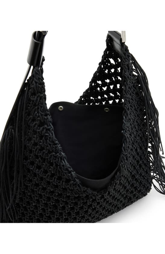 Shop Allsaints Sabine Macramé Shoulder Bag In Black