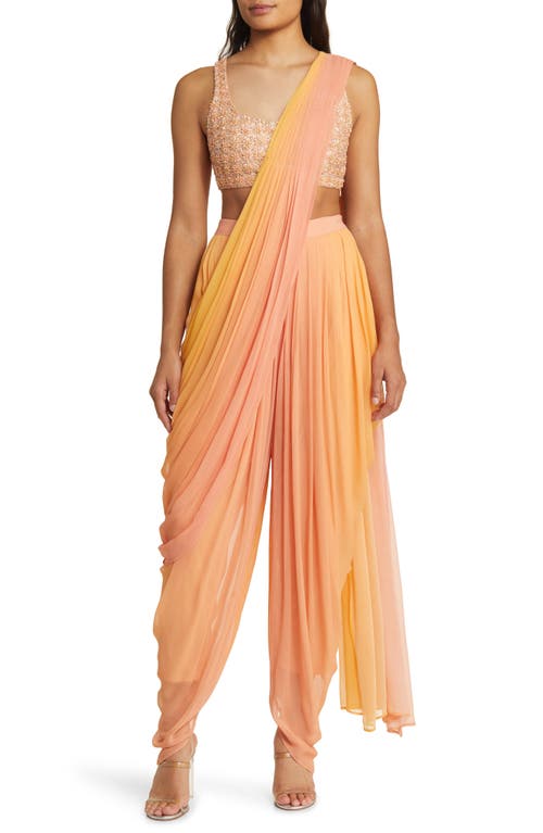 Asra Dhoti Set in Ombre Yellow/Pink