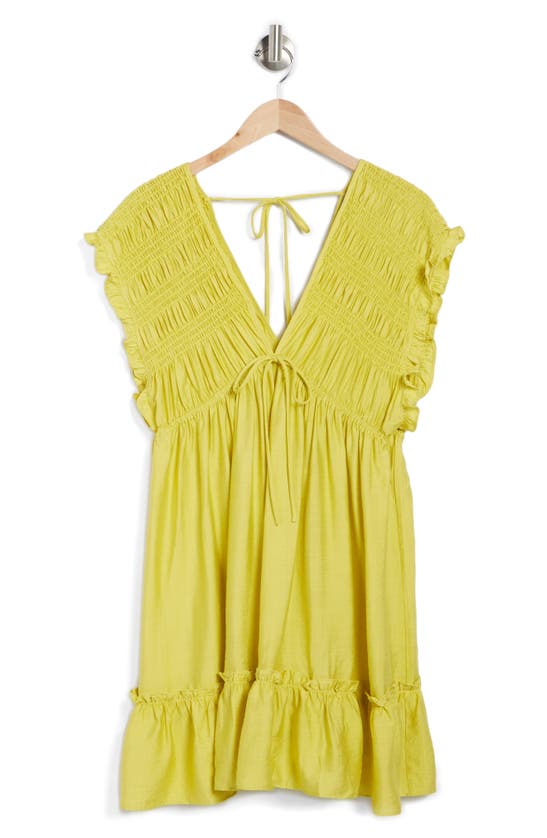 Good Luck Gem Smocked Babydoll Dress In Yellow