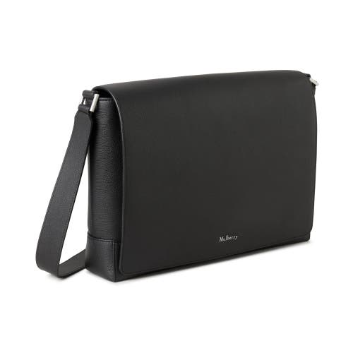 Shop Mulberry Farringdon Leather Messenger In Black