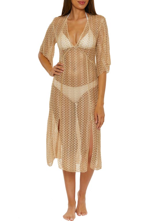 Becca Golden Mesh Cover-up Dress In Gold