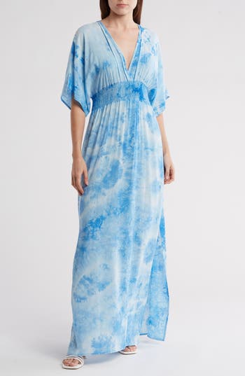 Shop Lovestitch Tie Dye Maxi Dress In Ocean/blue