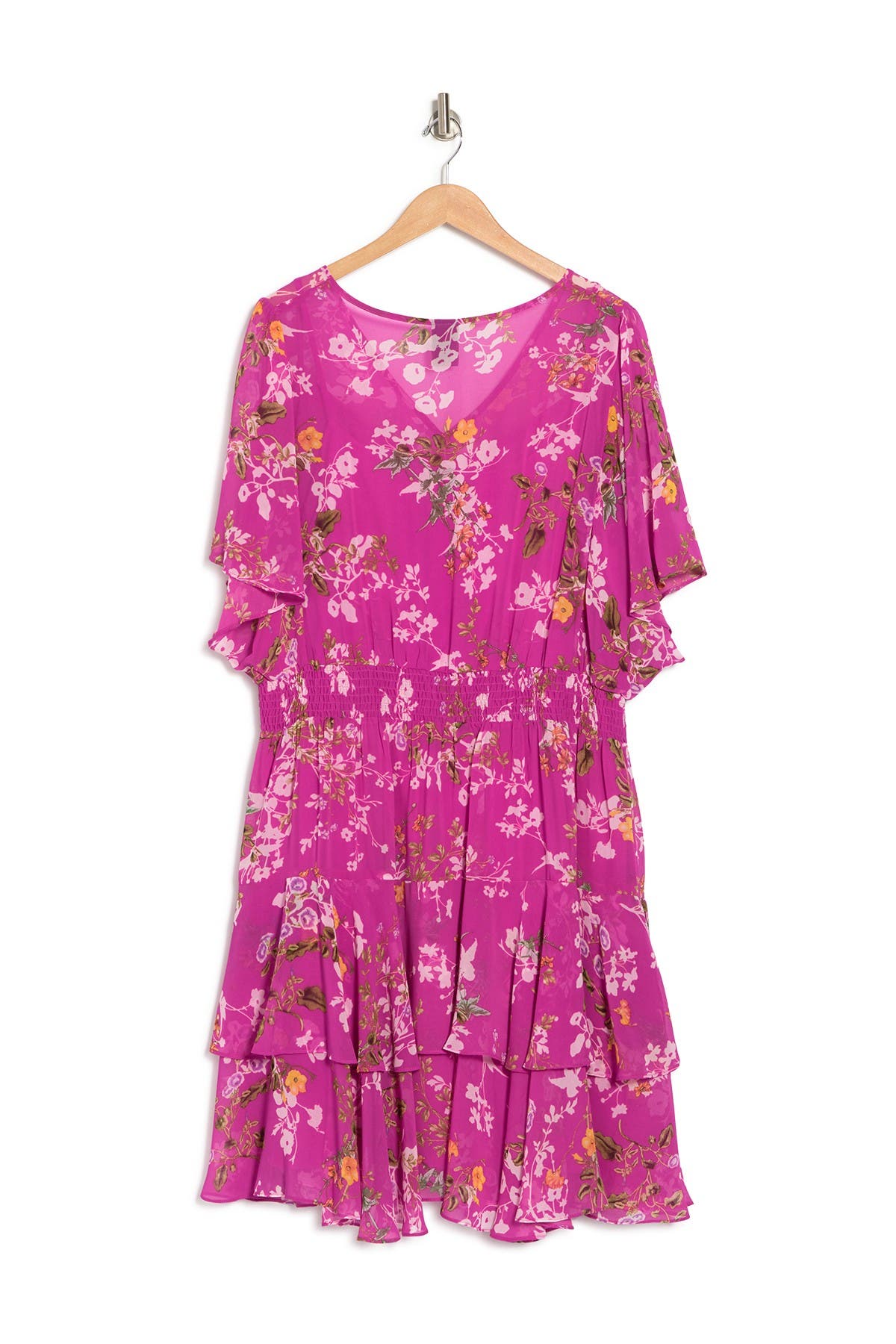Taylor Smocked Waist Floral Print Dress In Casisivory