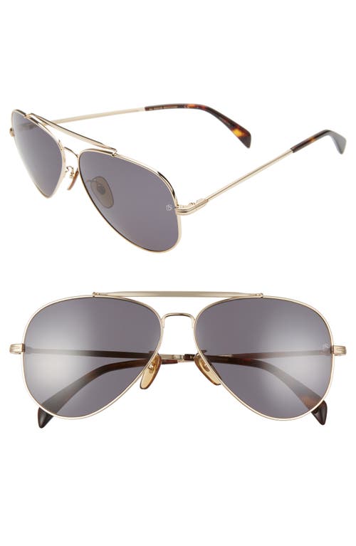 David Beckham Eyewear Eyewear by David Beckham DB 1004/S 62mm Oversize Aviator Sunglasses in Gold/Grey Blue