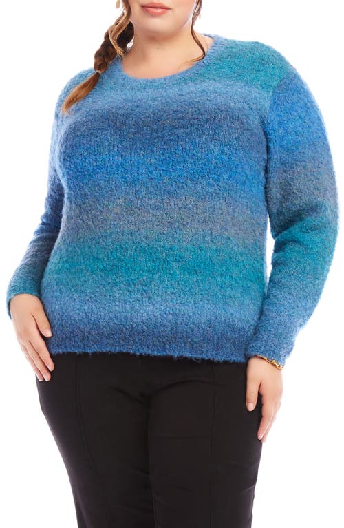 Karen Kane Plus Size Ombre Boucle Sweater In Dark Blue In Blue