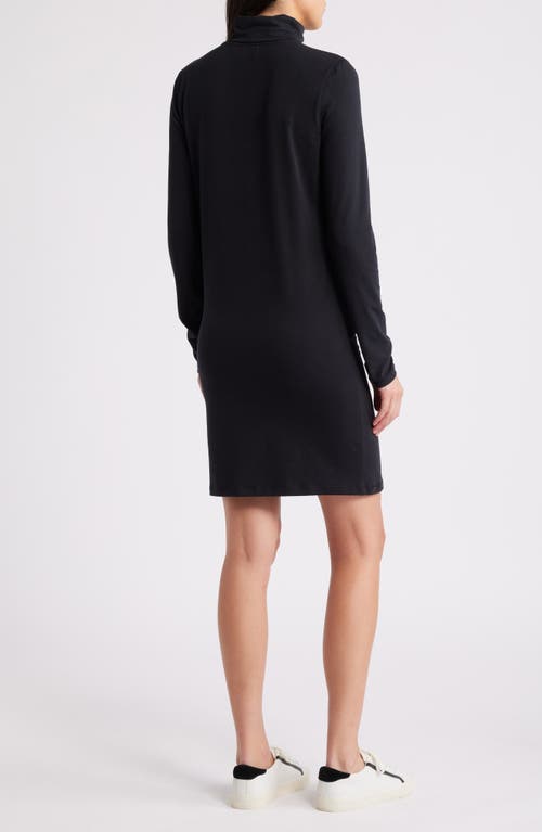 Shop Nation Ltd Astrid Turtleneck Long Sleeve Dress In Jet Black