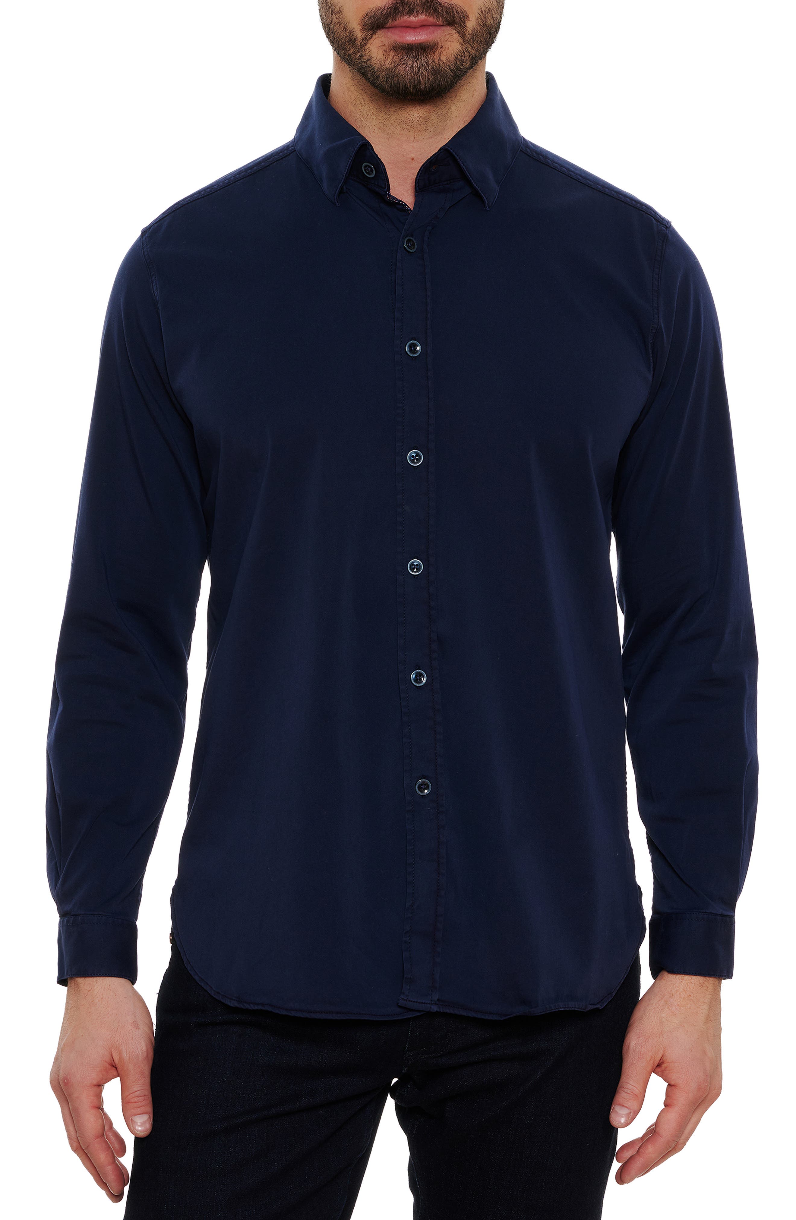 dark blue button up
