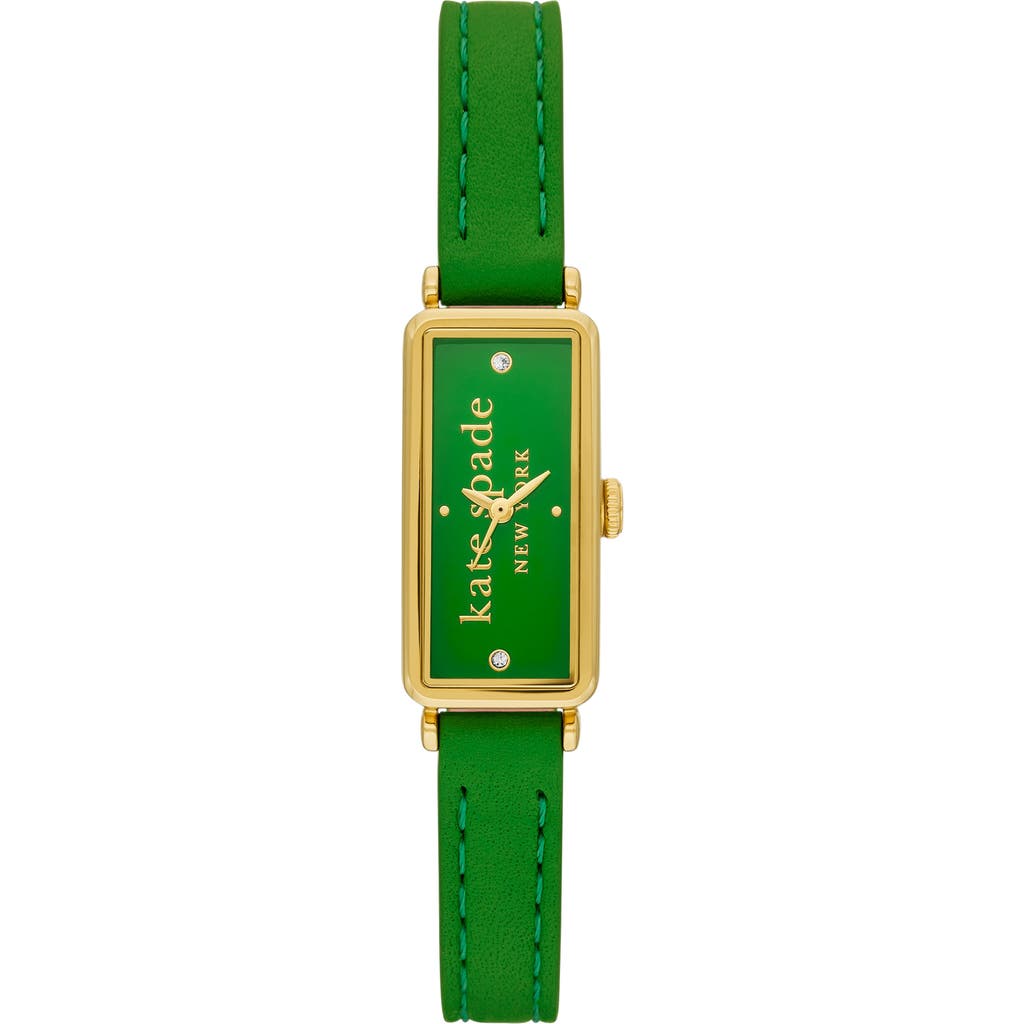 Kate Spade New York Rosedale Leather Strap Watch, 32mm In Green/gold