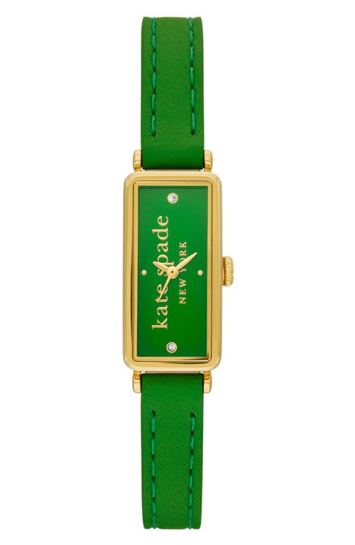 Shop Kate Spade New York Rosedale Leather Strap Watch, 32mm In Green/gold
